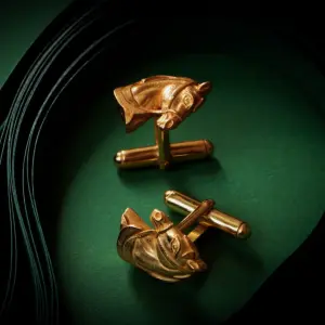 Horse Cufflinks | 3D Engraved Sterling Silver | Gold Tone Finish with Enamel